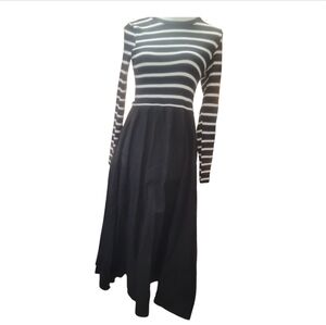 sweet generis Black white horizontal stripe maxi skirt gothic goth punk